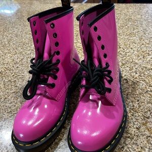 Dr. Martens Women’s Vibrant Pink Boots with black laces